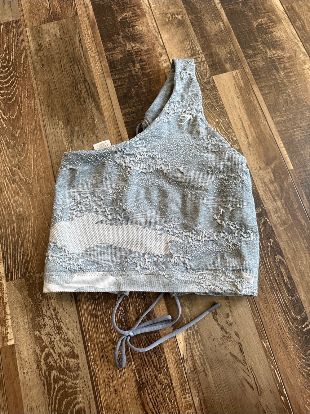 Gymshark One-Shoulder Textured Light Blue Tank Top
